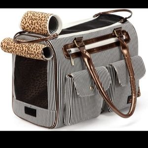 Kenox small Pet Carrier striped with bronze trim
